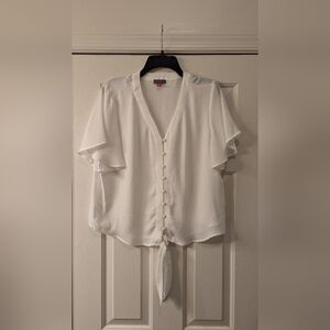 Vince Camuto Flutter Sleeve Button-Front Blouse